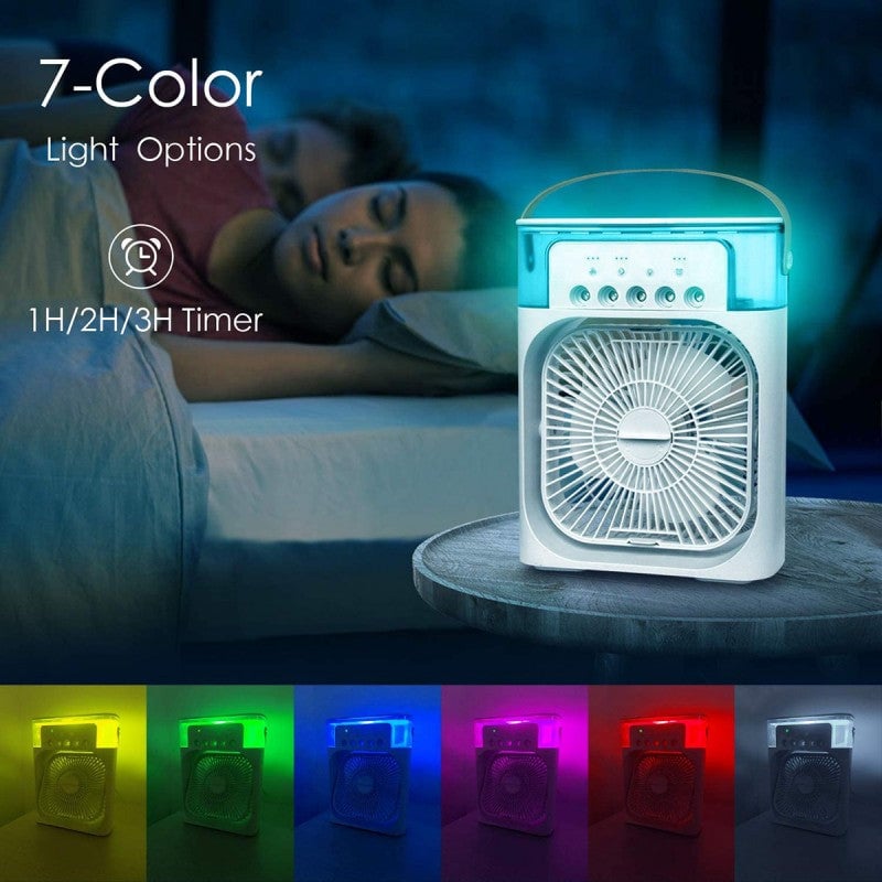 3-in-1 USB Mini AC Fan | LED Light, Mist & Humidifier (Random Color)