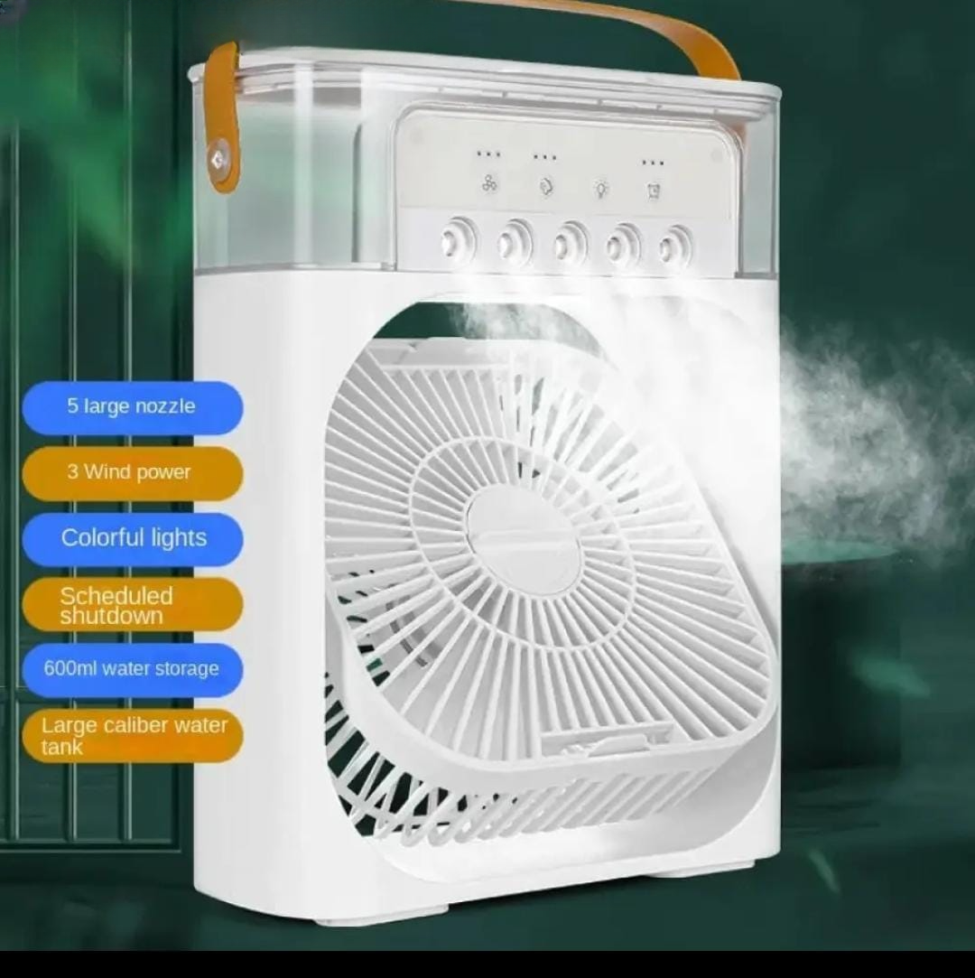 3-in-1 USB Mini AC Fan | LED Light, Mist & Humidifier (Random Color)
